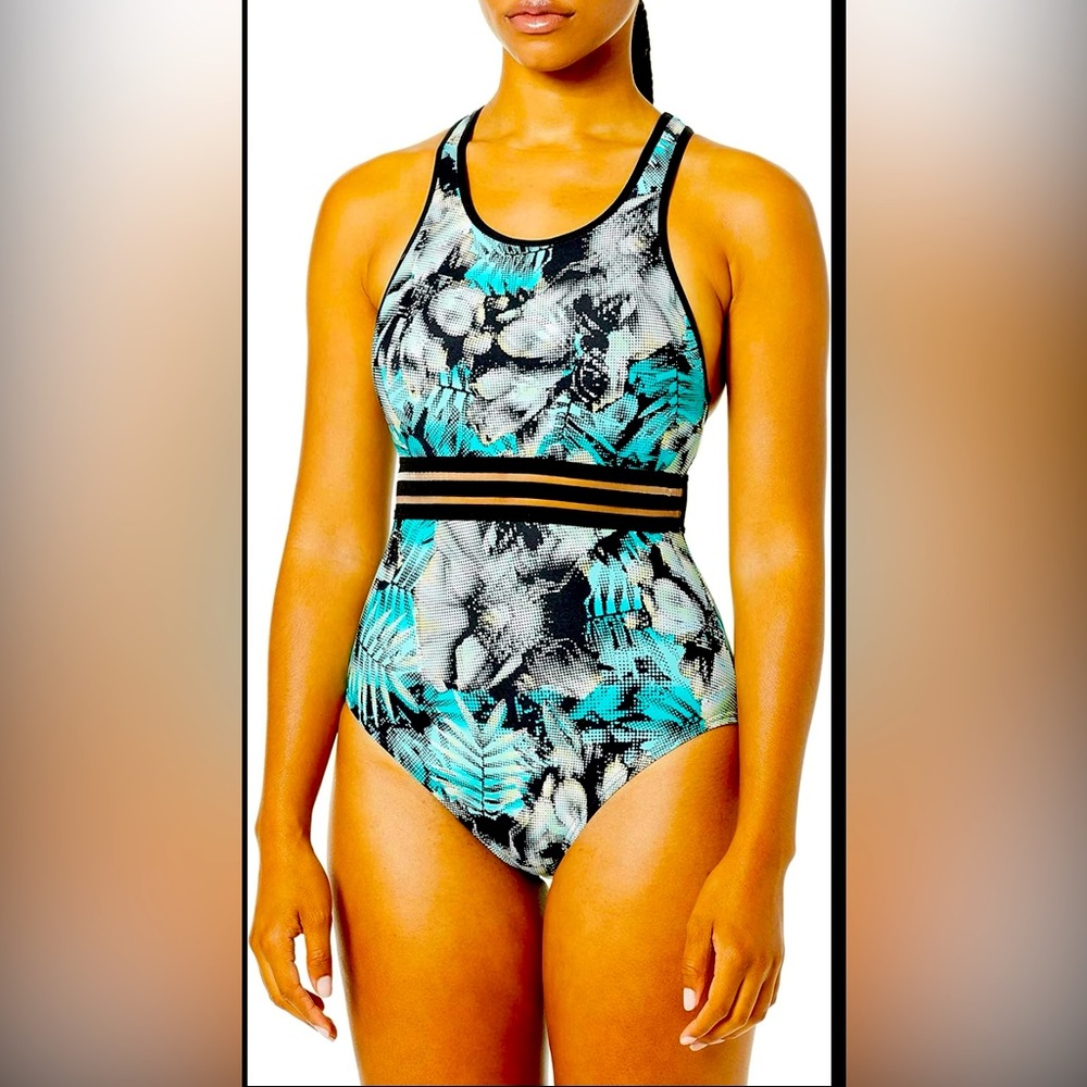 NEW BEACH HOUSE SPORT Standard High Neck One Piece Swimsuit Racer Back 14